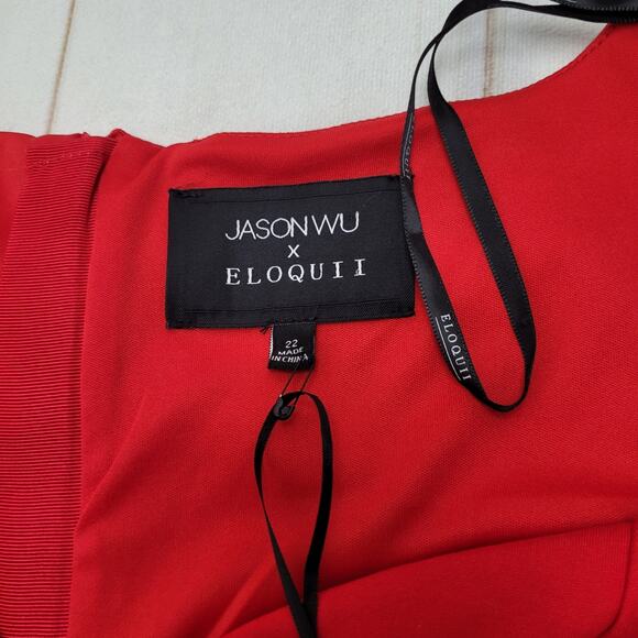 Jason Wu X Eloquii sweetheart fitted red midi dress formal - Picture 6 of 9